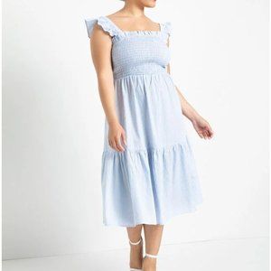 Eloquii Smocked Bodice Ruffle Day Dress
